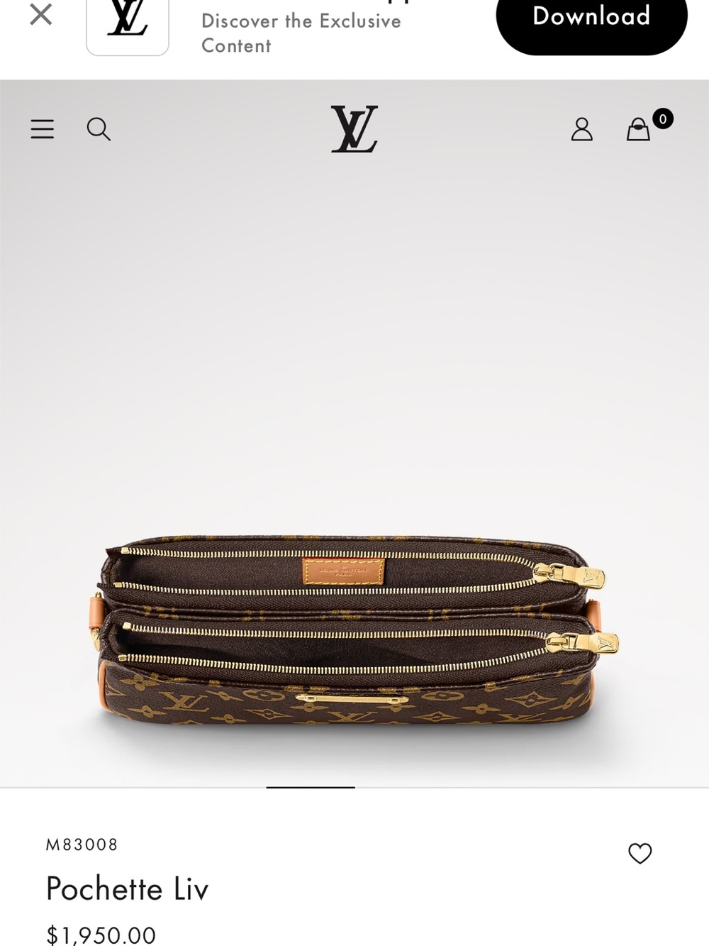 Louis Vuitton Monogram Pochette Liv with Vachetta Trim and Gold Chain - Picture 4 of 15